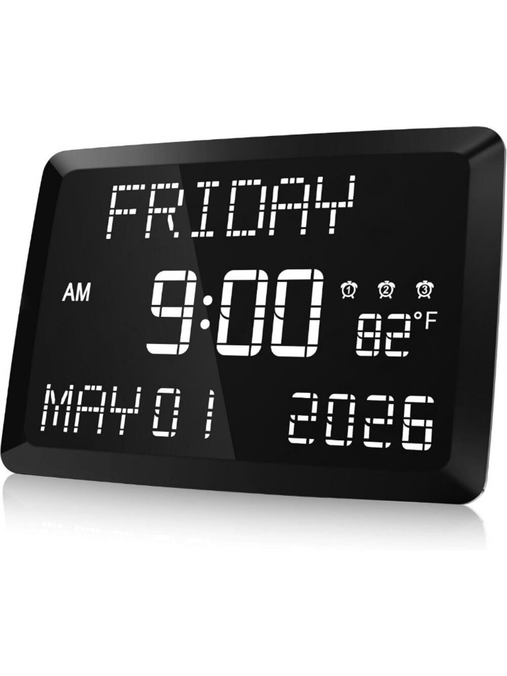 Large Display Digital Clock with Calendar, Temperature, Adjustable Brightness